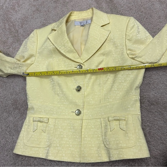 Tahari Arthur S. Levine yellow tailored Blazer single breasted textured Sz 6 - Picture 6 of 11